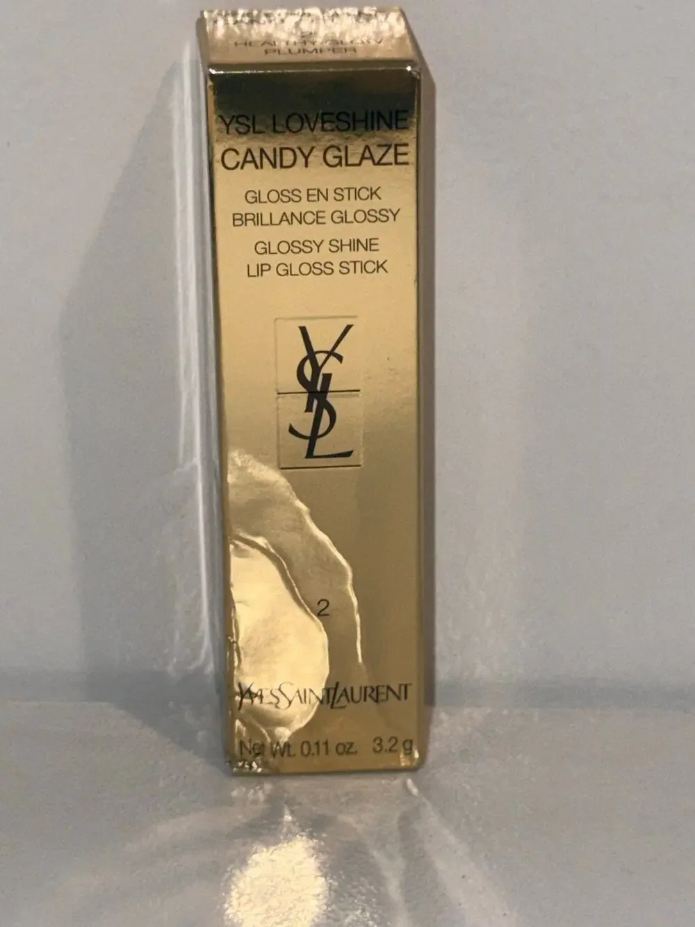 NIB YSL Loveshine Candy Glaze Lip Gloss Stick 2 Healthy-Glow Plumper 3.2g